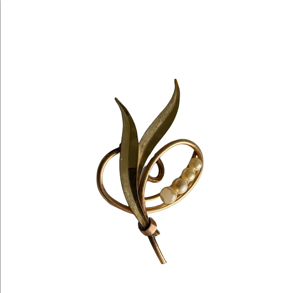 Taylord 1/20 12 KT Goldfilled Flower With Pearls Brooch Pin Vintage
